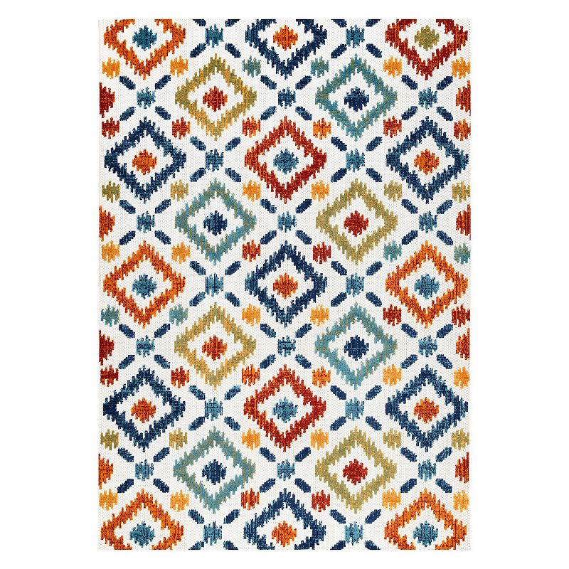 nuLoom Indoor/Outdoor Transitional Labyrinth Area Rug, Multicolor, 7.5X9.5 Ft
