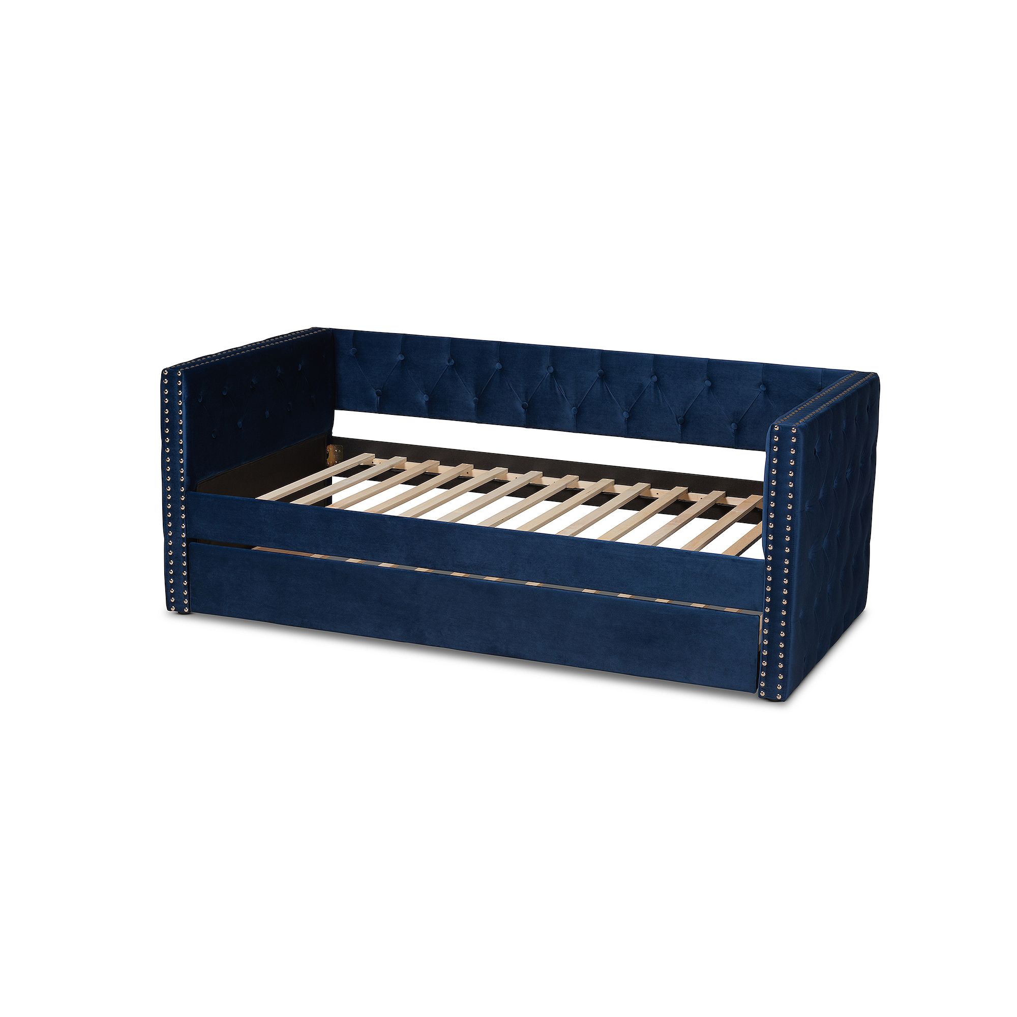 Baxton Studio Larkin Daybed & Trundle, Navy Blue