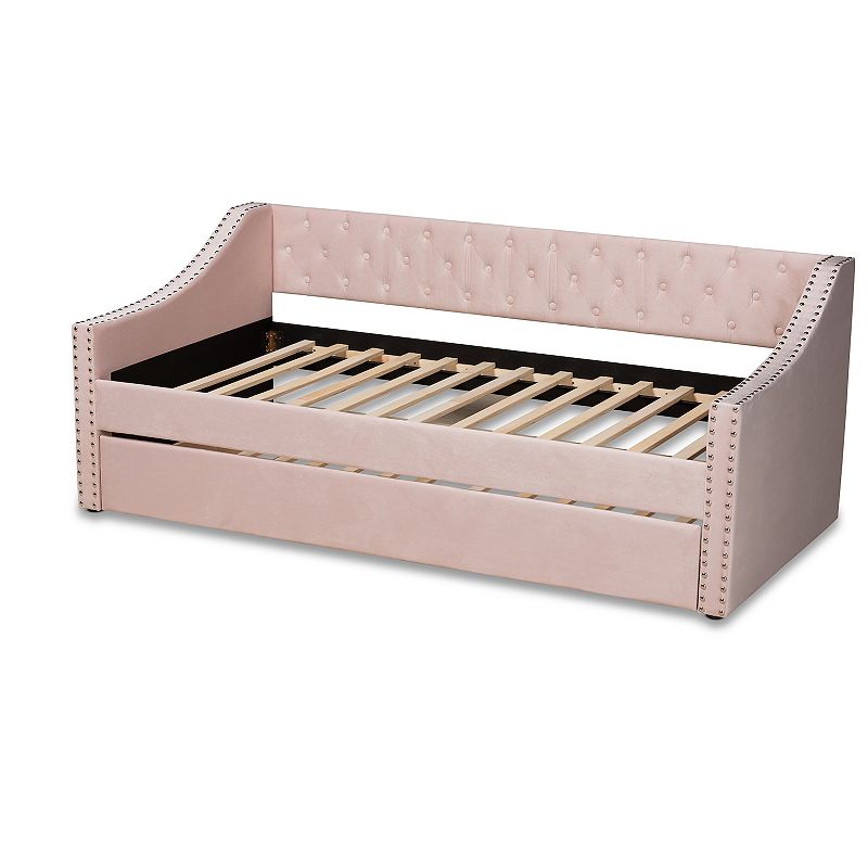 Baxton Studio Raphael Daybed & Trundle, Pink, Queen