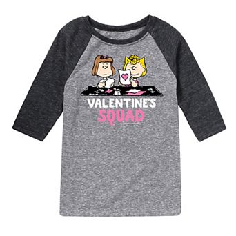 Boys 8-20 Peanuts Valentines Squad Raglan Tee