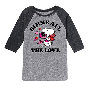 Boys 8-20 Peanuts Gimme All The Love Raglan Tee