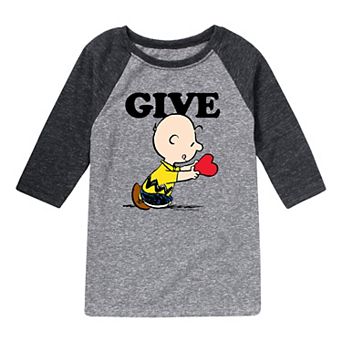 Boys 8-20 Peanuts Give Love Raglan Tee