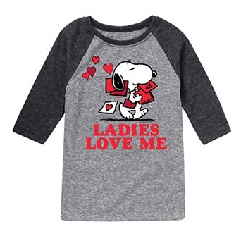 Boys 8-20 Peanuts Ladies Love Me Raglan Tee