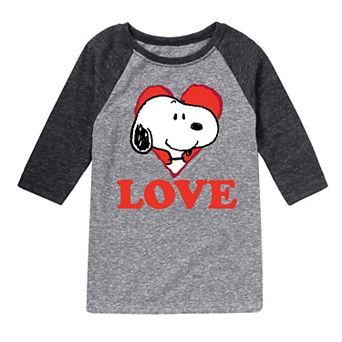 Boys 8-20 Peanuts I Love Snoopy Raglan Tee