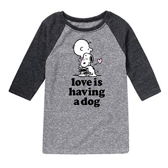 Boys 8-20 Peanuts Love Having Dog Raglan Tee