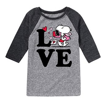 Boys 8-20 Peanuts Snoopy Love Raglan Tee
