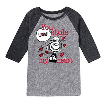 Boys 8-20 Peanuts Patty Stole Heart Raglan Tee