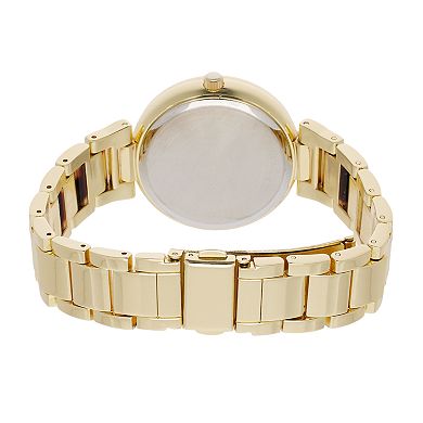 Folio Women's Gold Tone Glitz Watch & Stackable Bangle Bracelet Set