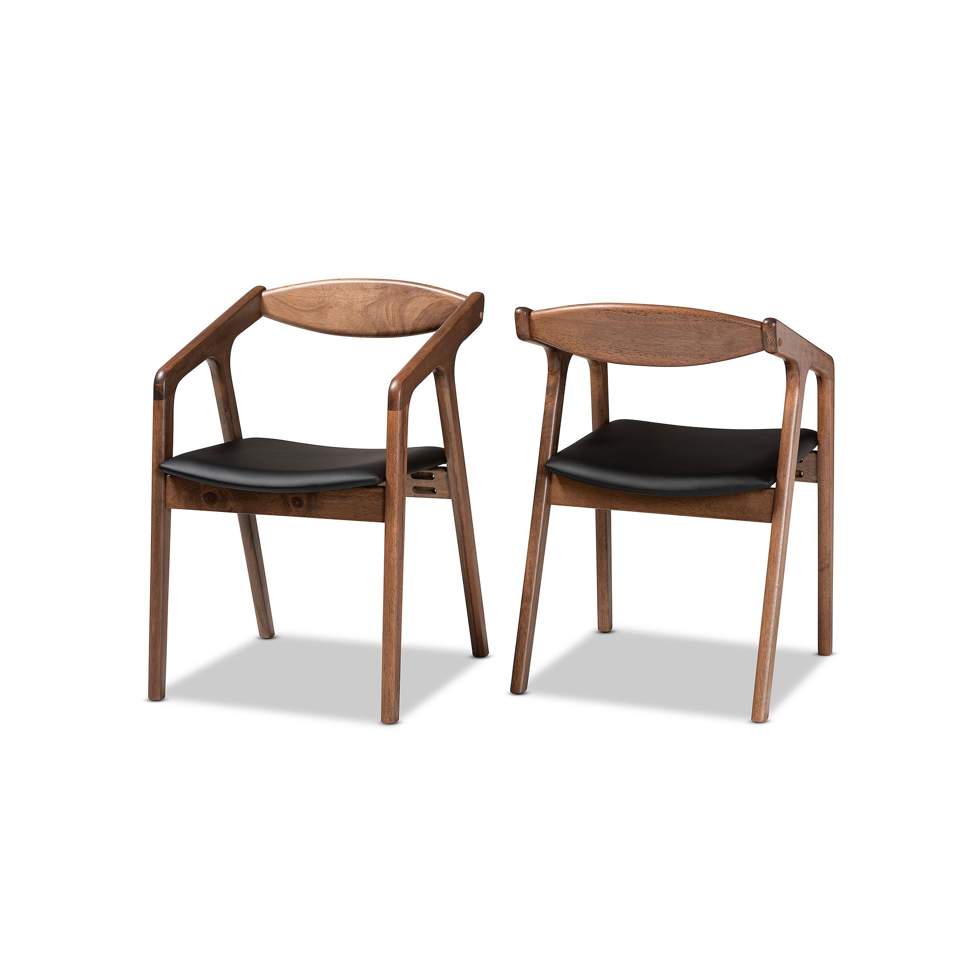 Baxton Studio Harland Dining Chairs 2-piece Set, Black Brown Brown