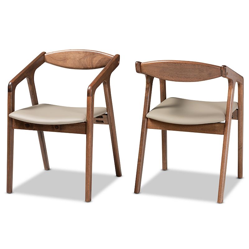 Baxton Studio Harland Dining Chairs 2-piece Set, Grey