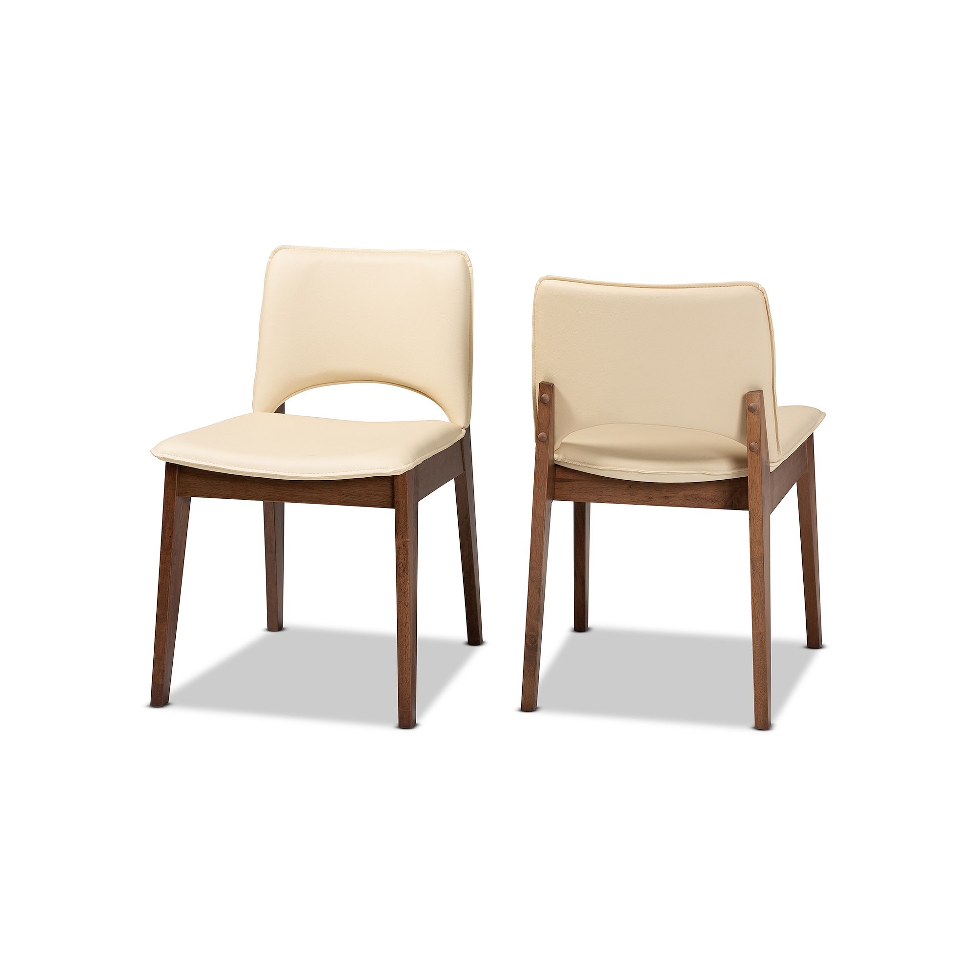 Baxton Studio Afton Dining Chairs 2-piece Set, Beige Brown