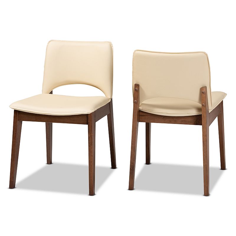 Baxton Studio Afton Dining Chairs 2-piece Set, Brown Over