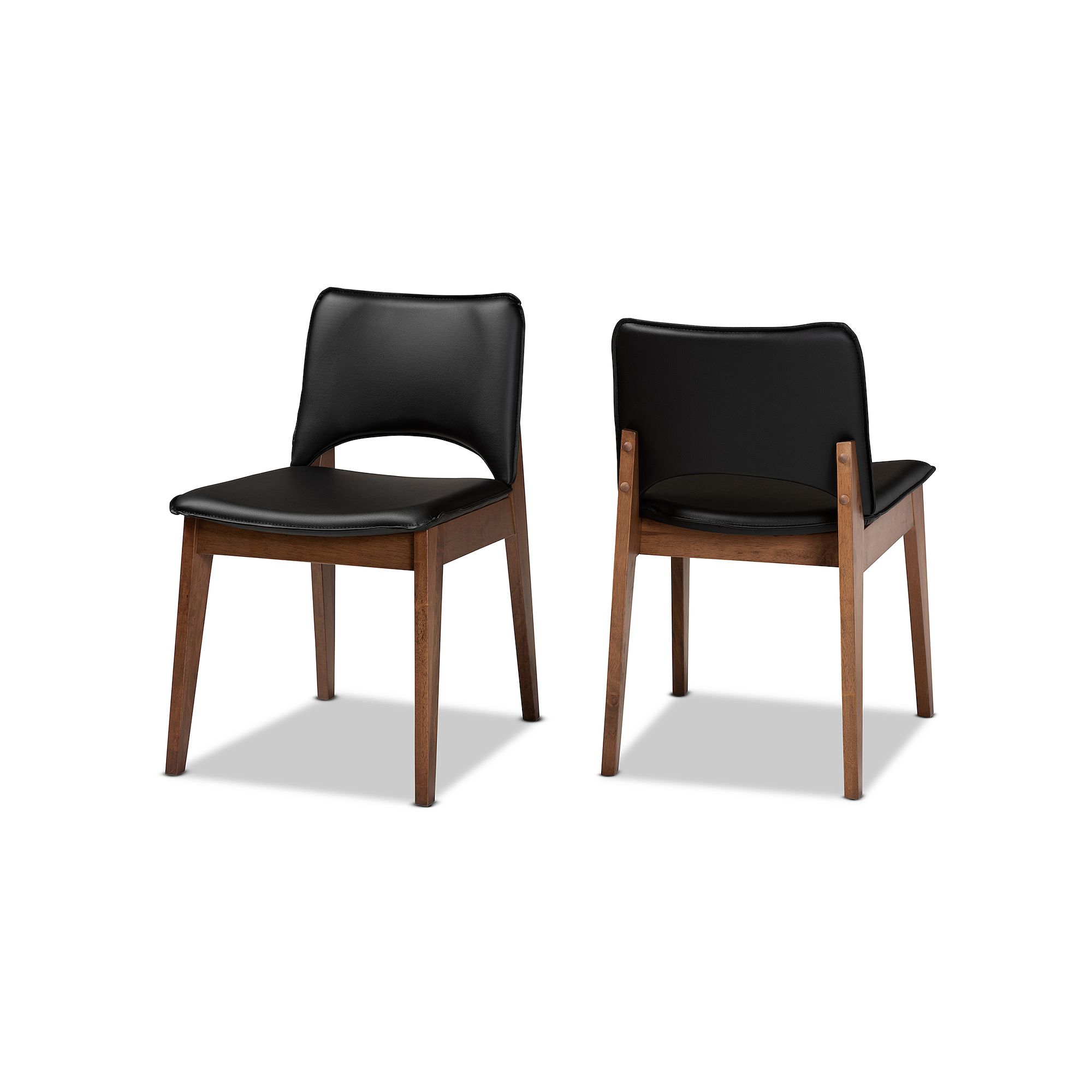 Baxton Studio Afton Dining Chairs 2-piece Set, Black Brown