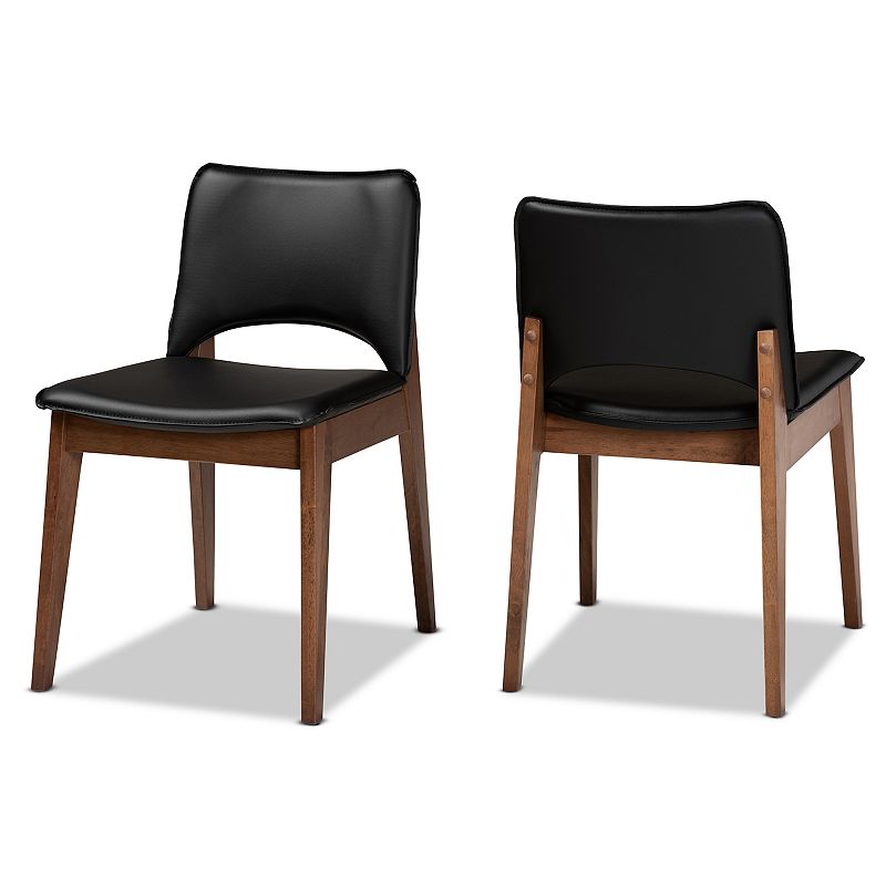 Baxton Studio Afton Dining Chairs 2-piece Set, Black