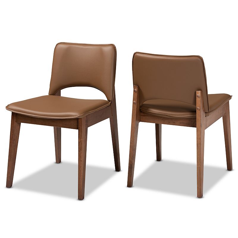 Baxton Studio Afton Dining Chairs 2-piece Set, Brown