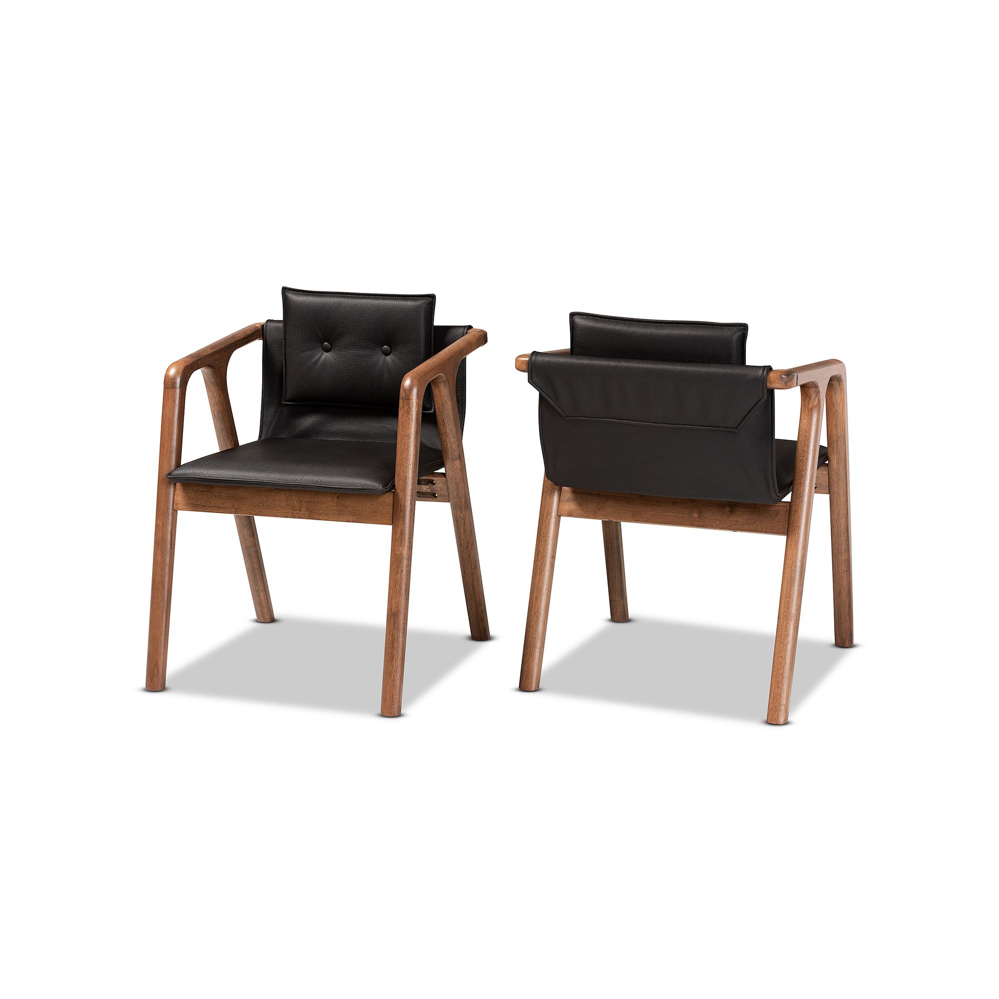 Baxton Studio Marcena Dining Chairs 2-piece Set, Black Brown Brown