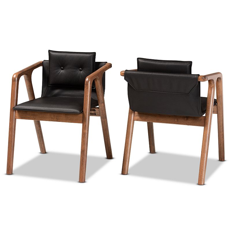 Baxton Studio Marcena Dining Chairs 2-piece Set, Black