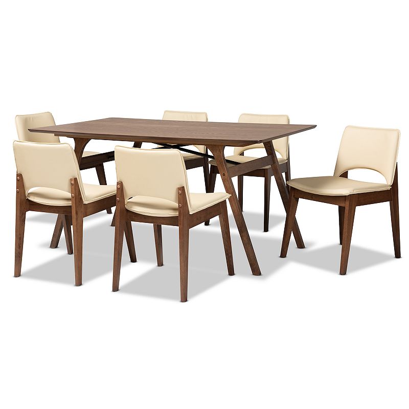 Baxton Studio Afton Dining Table & Chair 7-piece Set, Natural