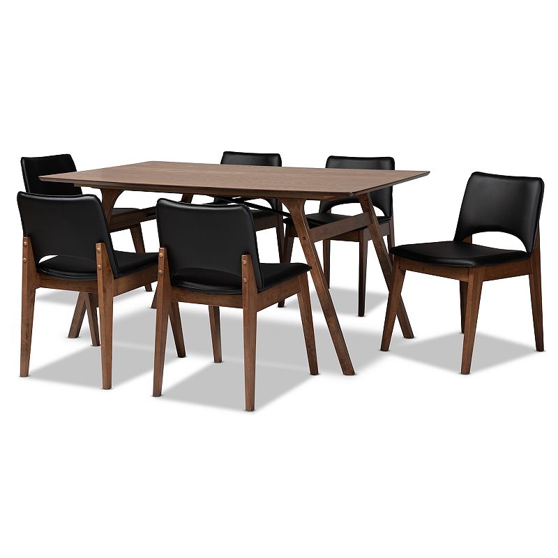 Baxton Studio Afton Dining Table & Chair 7-piece Set, Black