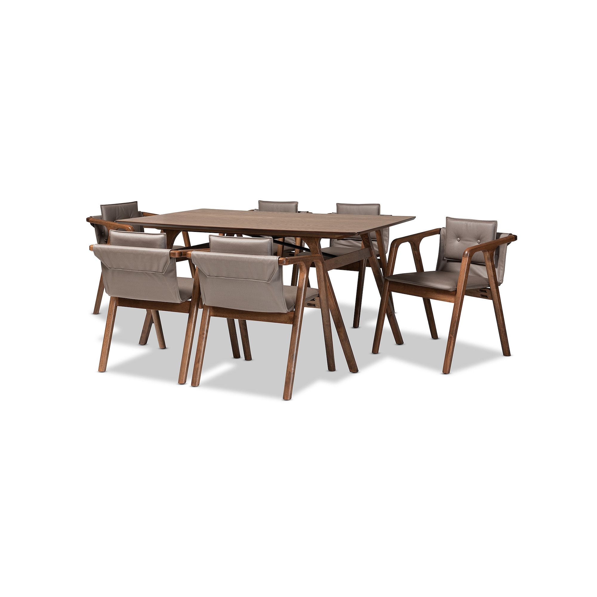 Baxton Studio Marcena Dining 7-piece Set, Gray Brown Brown