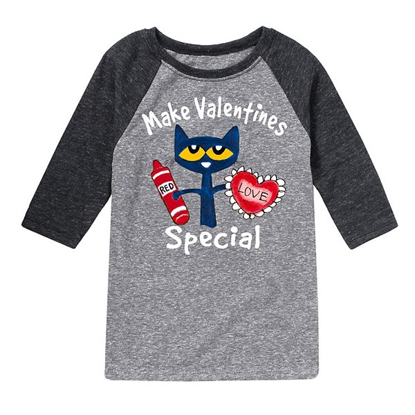 Boys 820 Pete The Cat Valentine Raglan Tee