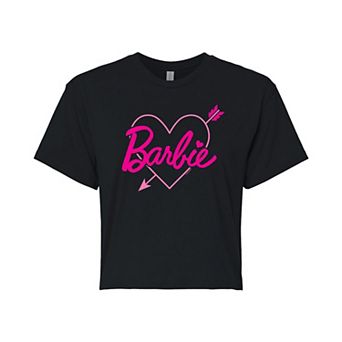 Juniors' Barbie® Heart Logo Cropped Graphic Tee