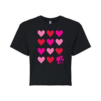 Juniors' Barbie® Hearts Cropped Graphic Tee