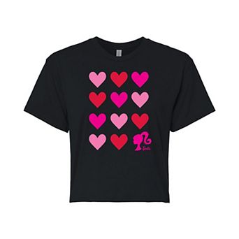 Juniors' Barbie® Hearts Cropped Graphic Tee