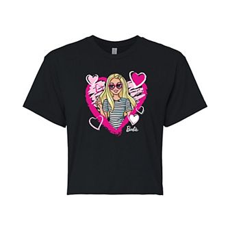 Juniors' Barbie® Hearts Cropped Graphic Tee