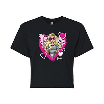 Juniors' Barbie® Hearts Cropped Graphic Tee
