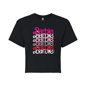 Juniors' Barbie® Logo Stacked Cropped Graphic Tee