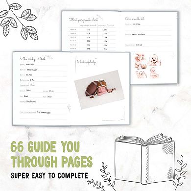 Keababies Sketch Baby Memory Book, Baby Books For New Parents, 66 Pages Baby Scrapbook For Girl, Boy