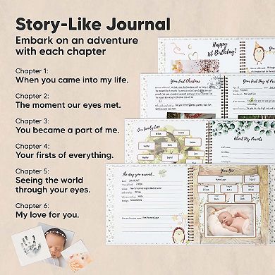 KeaBabies Craft Baby Memory Book, First 5 Years Baby Books, Keepsake Milestone Journal for Girl, Boy