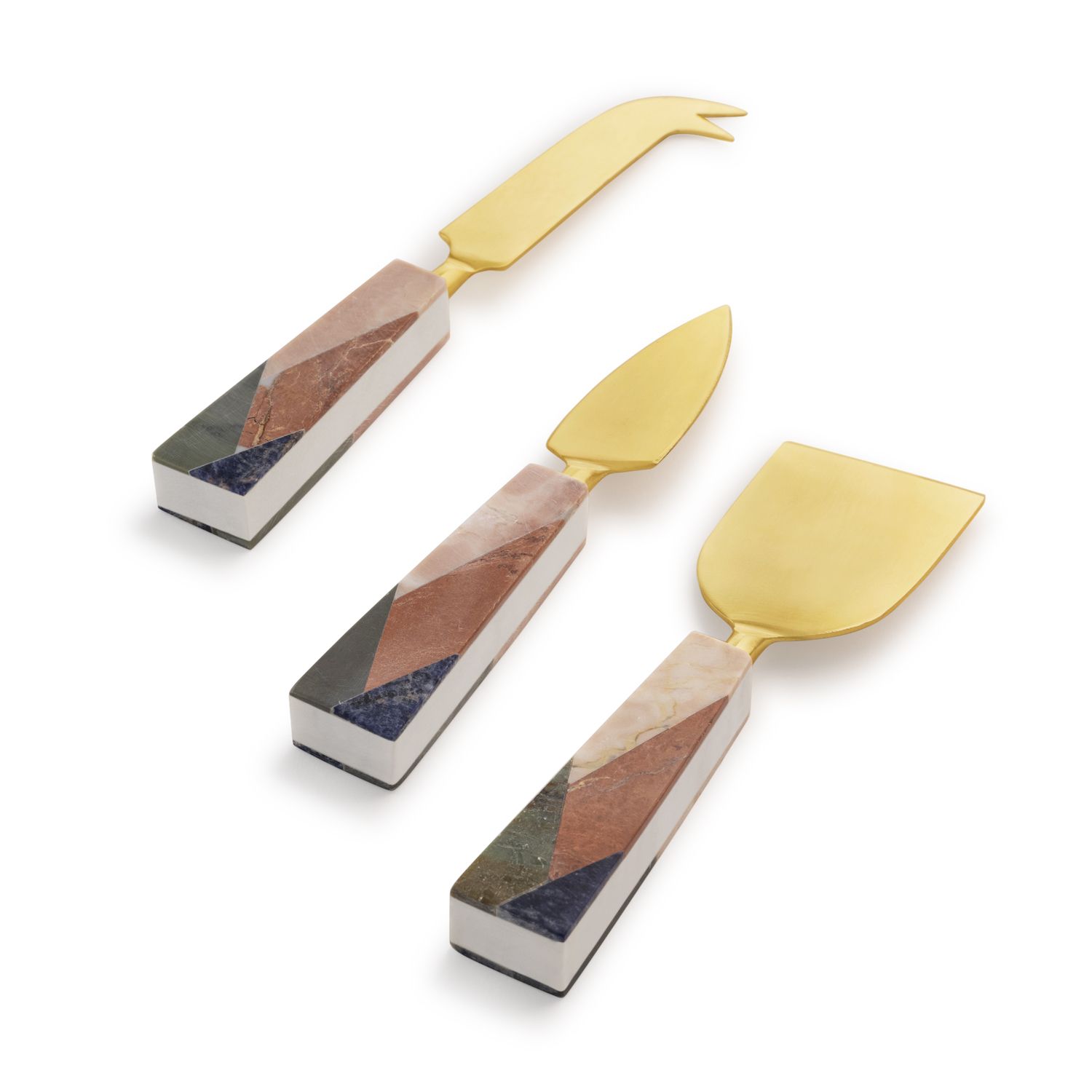 Laurie Gates California Designs Marble and Stainless Steel 3 Piece Cheese Knife Set in White