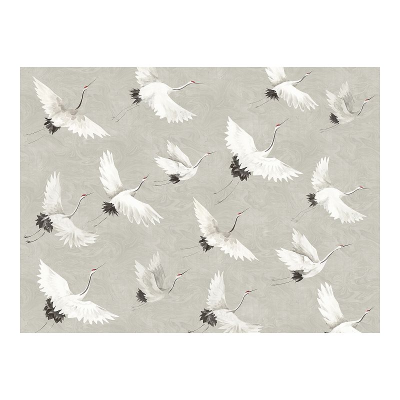 Brewster Home Fashions Crane You Later Mural Wallpaper, Grey