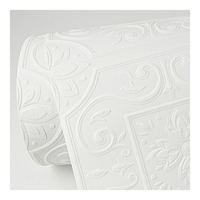 Brewster Home Fashions Faux Tin Ceiling Scroll Pre-Pasted Wallpaper