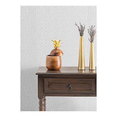 Brewster Home Fashions Faux Tin Ceiling Scroll Pre-Pasted Wallpaper