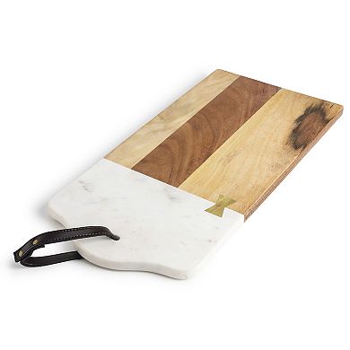 GAURI KOHLI Darvaza White Marble & Wood Cutting Board - Large