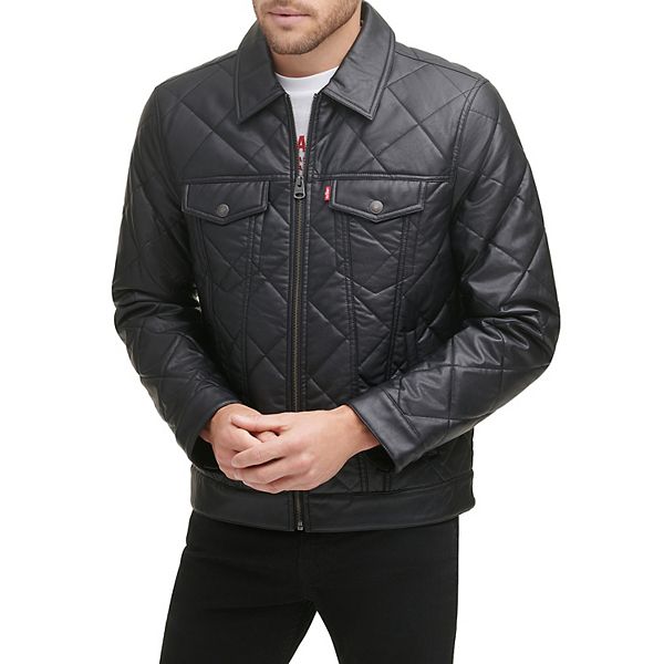 Men's Levi's® Faux-Leather Diamond Quilted Trucker Jacket