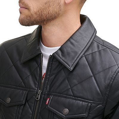 Men's Levi's® Faux-Leather Diamond Quilted Trucker Jacket Men's Levi's® Faux-Leather Diamond Quilted Trucker Jacket