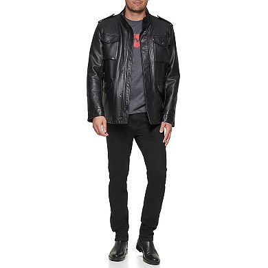 Men's Levi's® Faux-Leather Sherpa-Lined Military Bomber Jacket