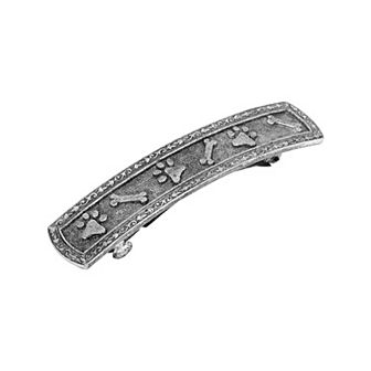 1928 Silver Tone Bone and Paw Barrette