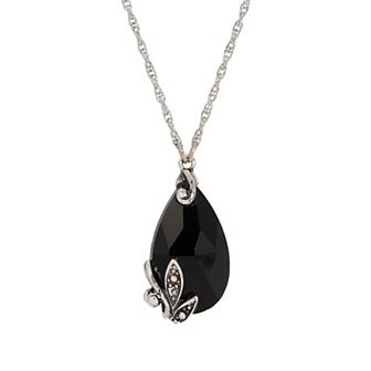 1928 Silver Tone Teardrop Necklace