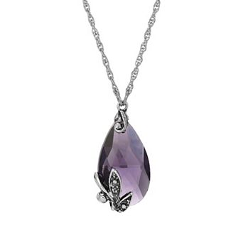 1928 Silver Tone Teardrop Necklace