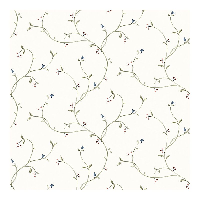 Brewster Home Fashions Star Flower Trail Pre-Pasted Wallpaper, White