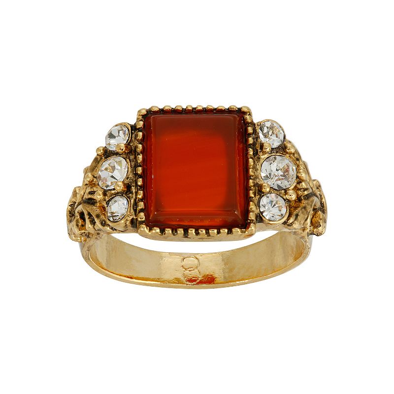 1928 Carnelian Ring, Womens, Orange