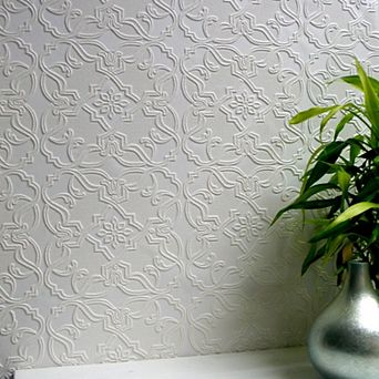 Brewster Home Fashions Maxwell White Paintable Textured Vinyl Wallpaper