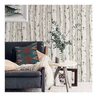 Brewster Home Fashions Pioneer Birch Tree Pre-Pasted Wallpaper