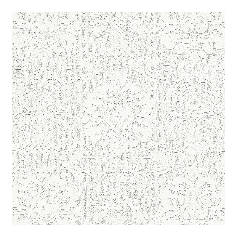 Brewster Home Fashions Subtle Damask Pre-Pasted Wallpaper, White