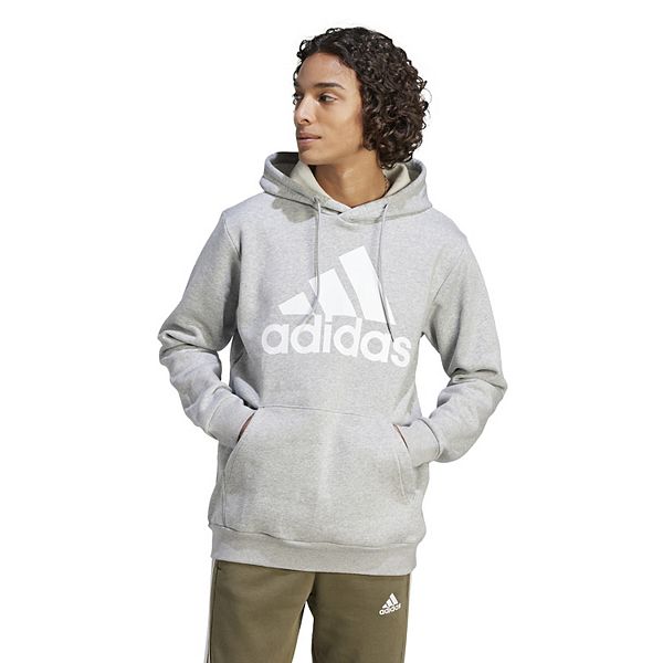 adidas Essentials Fleece Big Logo Hoodie (Unisex, Medium Grey Heather, SM, One Size)